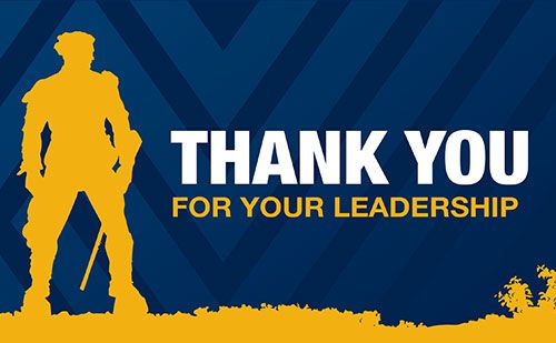 Mountaineer Silhouette with the words " Thank You for your Leadership."