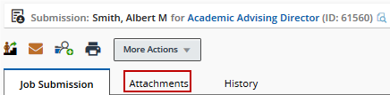 Picture with red box highlighting Attachments tab of job submission